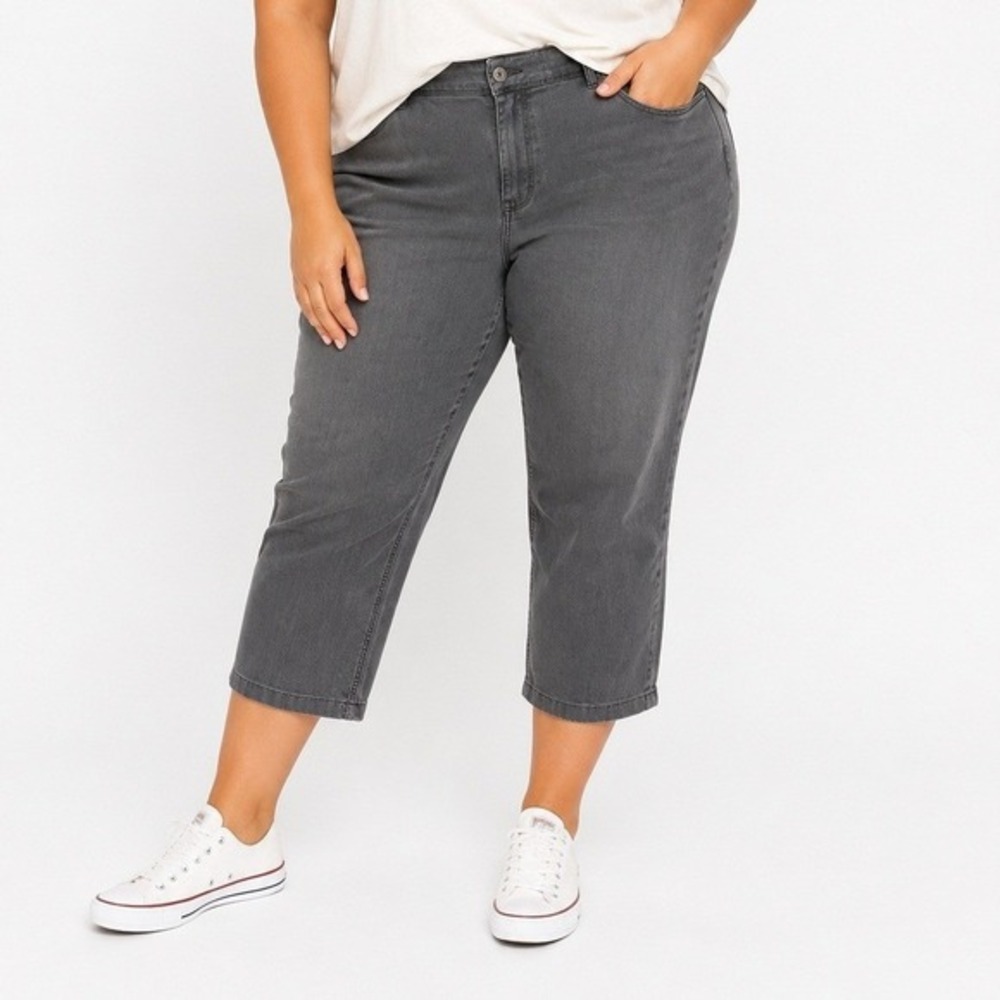 Jill‎ Denim High Rise Straight Leg Cropped Jeans Gray Plus Size 22W